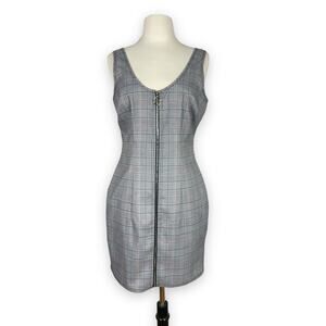 GUESS plaid ring pull zip dress S